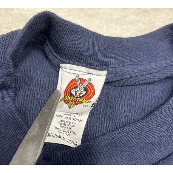 Vtg 90s Looney Tunes Blue Single Stich Tweety Graphic T-Shirt Size Medium/Large - Picture 4 of 8